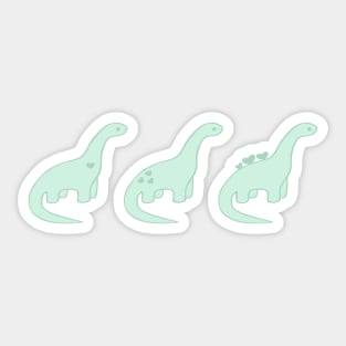 Mint Green Heart Dinosaurs (White Background) Sticker